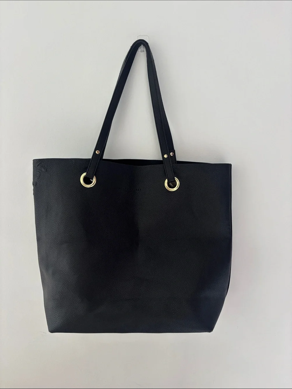 Ralph Lauren Black Tote with Gold Tone Grommets